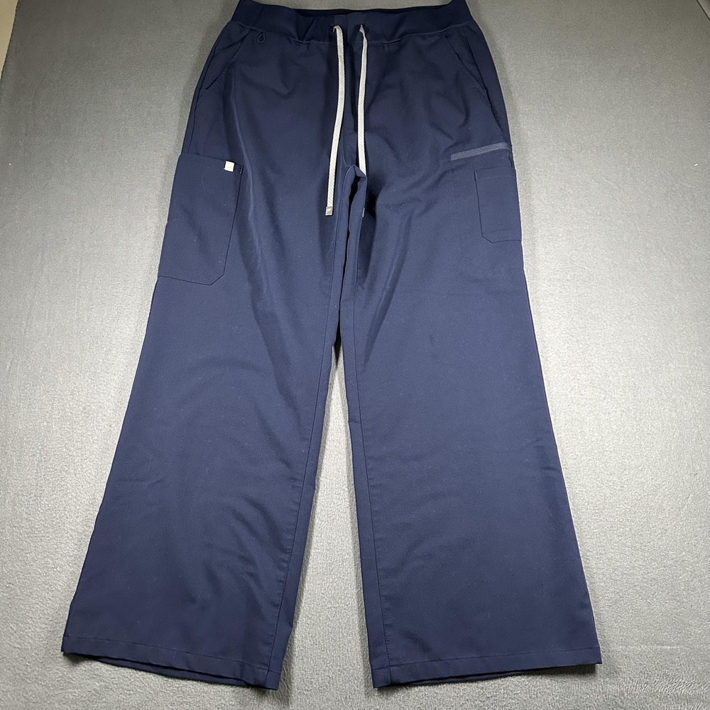 Fabletics Scrub Pants Mens XL Blue Wide Leg Sweatpants Elastic Zip Cargo Pockets